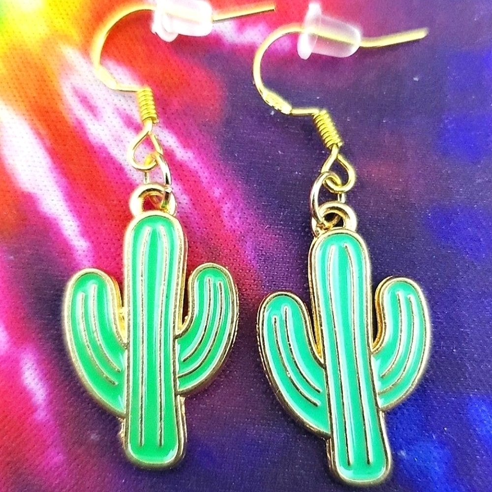 Handmade Mint Green Western Cactus Earrings